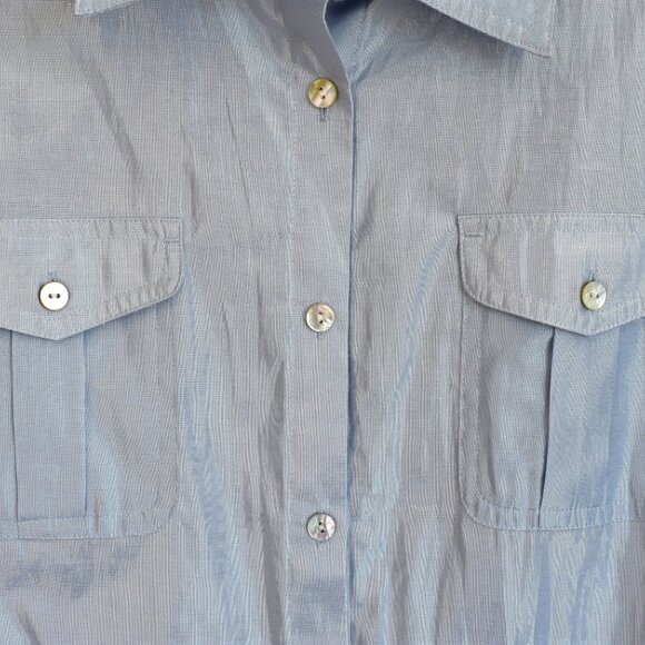 Women's Ruby Rd. Shirt Long Sleeve Top Button Up SIZE 14 Silver White Metallic - Picture 4 of 11